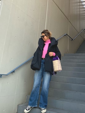 「BLACK BY MOUSSY（ブラックバイマウジー）のアイテム（ジャケット/アウター）」を使った、naaaamiさん（レディース・158cm）の冬コーディネート
