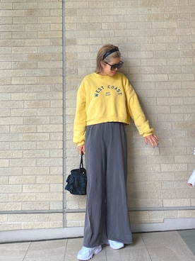「アイテム（スウェットパンツ）」を使った、naaaamiさん（レディース・158cm）の春コーディネート