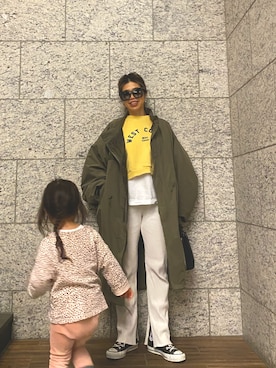 「ママファッション」｜「アイテム（モッズコート）」を使った、naaaamiさん（レディース・158cm）の春コーディネート