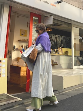 「DISCOAT（ディスコート）のアイテム（シャツワンピース）」を使った、naaaamiさん（レディース・158cm）の春コーディネート