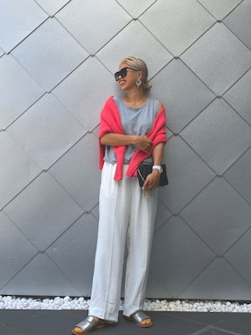 「アイテム（タンクトップ、グレー系）」を使った、naaaamiさん（レディース・158cm）の夏コーディネート