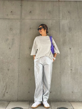 「アイテム（パンツ、シルバー系）」を使った、naaaamiさん（レディース・158cm）の秋コーディネート