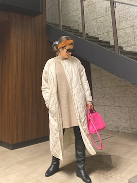 「ヘアバンド」｜「アイテム（その他アウター）」を使った、naaaamiさん（レディース・158cm）の冬コーディネート