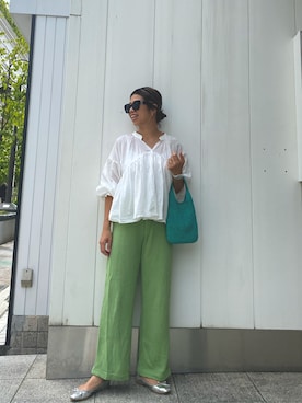 「Ameri（アメリ）のアイテム（パンツ）」を使った、naaaamiさん（レディース・158cm）の秋コーディネート