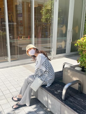 「サーモハット」｜risa kawanakaさん（レディース・158cm）の夏コーディネート