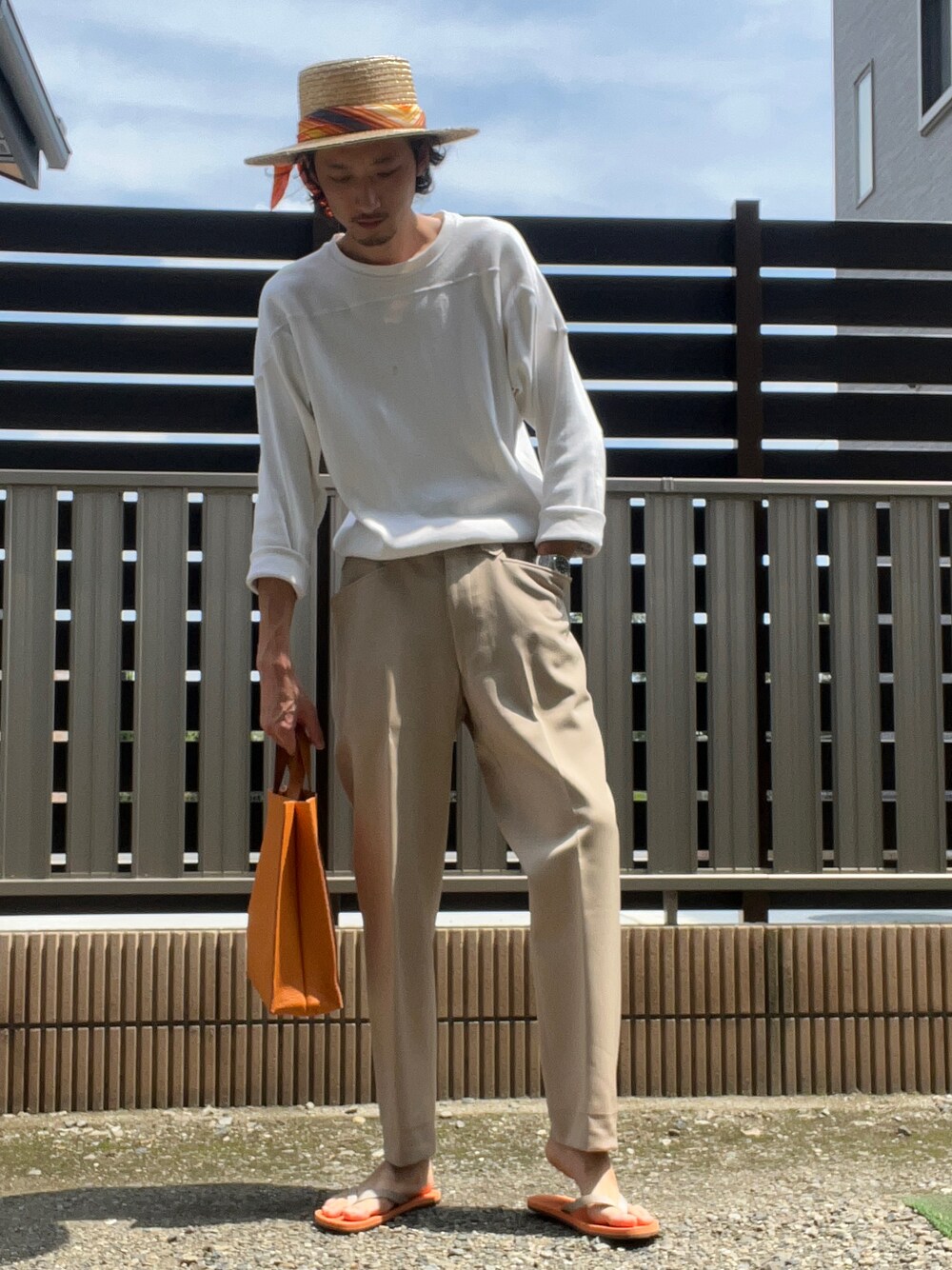 HERMESのサンダル（オレンジ系）を使った人気ファッション