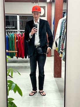 「アイテム（サンダル）」を使った、将軍さん（メンズ・188cm）の秋コーディネート