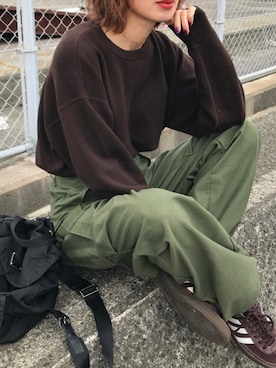 「アイテム（スニーカー）」を使った、Kumika☆さん（レディース・158cm）の秋コーディネート