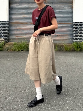 「LEMAIRE（ルメール）のCROISSANT FILT BAG（ショルダーバッグ、ブラック系）」を使った、Kumika☆さん（レディース・158cm）の夏コーディネート