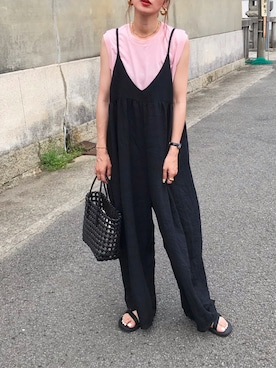 「スポサン」｜「アイテム（オールインワン・サロペット）」を使った、Kumika☆さん（レディース・158cm）の夏コーディネート