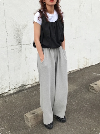 「CANAL JEAN（キャナルジーン）のEl mar　ワイドレッグスウェットパンツ（スウェットパンツ）」を使った、Kumika☆さん（レディース・158cm）の夏コーディネート