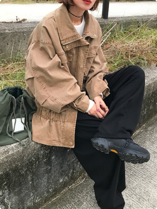 Henon. ブルゾン アウター GATHERING OVER BLOUSON レディース