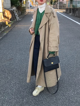 「AURALEE」｜「アイテム（トレンチコート）」を使った、Kumika☆さん（レディース・158cm）の秋コーディネート