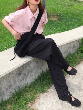 「スウェットギャザーパンツ」｜Kumika☆さん（レディース・158cm）の夏コーディネート