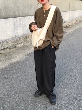 「リラックスパンツ」｜「アイテム（スウェット）」を使った、Kumika☆さん（レディース・158cm）の秋コーディネート
