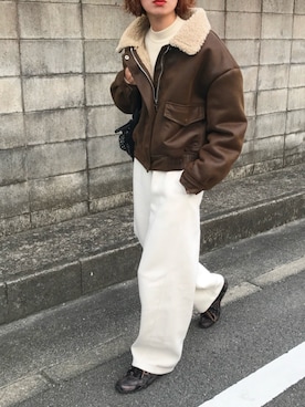 「アイテム（スウェットパンツ）」を使った、Kumika☆さん（レディース・158cm）の冬コーディネート