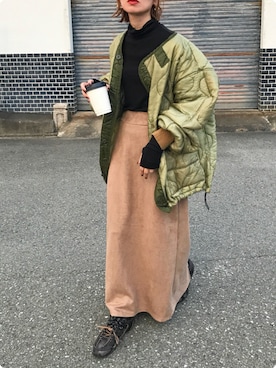 「アイテム（ミリタリージャケット）」を使った、Kumika☆さん（レディース・158cm）の秋コーディネート