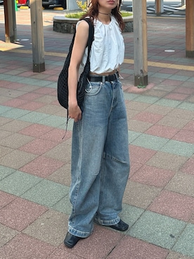 「UNTISHOLD（アンチショルド）のNaty -5 Leather（ブーツ）」を使った、Kumika☆さん（レディース・158cm）の夏コーディネート