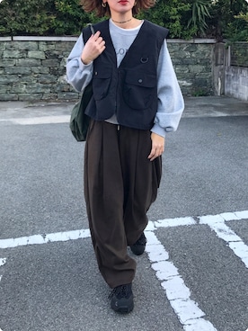 「アイテム（ベスト）」を使った、Kumika☆さん（レディース・158cm）の秋コーディネート