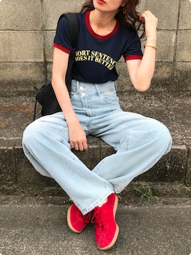 「アイテム（Tシャツ/カットソー）」を使った、Kumika☆さん（レディース・158cm）の夏コーディネート