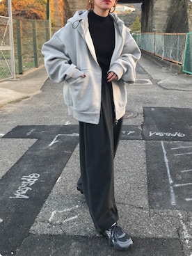 「アイテム（パーカー）」を使った、Kumika☆さん（レディース・158cm）の冬コーディネート