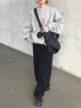 「アイテム（スウェットパンツ）」を使った、Kumika☆さん（レディース・158cm）の春コーディネート