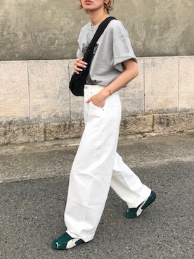 「PUMA（プーマ）のPUMA プーマ ユニセックス スピードキャット OG スニーカー（スニーカー、グリーン系）」を使った、Kumika☆さん（レディース・158cm）の春コーディネート