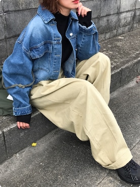 「アイテム（チノパンツ）」を使った、Kumika☆さん（レディース・158cm）の秋コーディネート