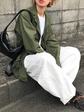 「UNIQLO（ユニクロ）のアイテム（Tシャツ/カットソー、ホワイト系）」を使った、Kumika☆さん（レディース・158cm）の春コーディネート