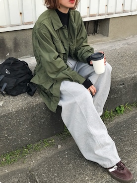 「アイテム（ミリタリージャケット）」を使った、Kumika☆さん（レディース・158cm）の秋コーディネート