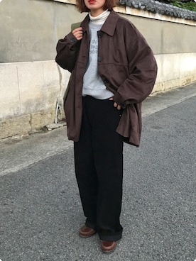 「アイテム（モカシン/デッキシューズ）」を使った、Kumika☆さん（レディース・158cm）の秋コーディネート