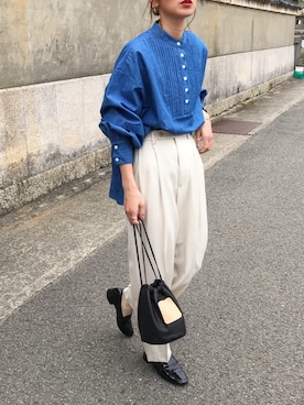 「SCYE BASICS（サイベーシックス）のアイテム（ショルダーバッグ）」を使った、Kumika☆さん（レディース・158cm）の春コーディネート