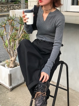「アイテム（ベルト）」を使った、Kumika☆さん（レディース・158cm）の秋コーディネート