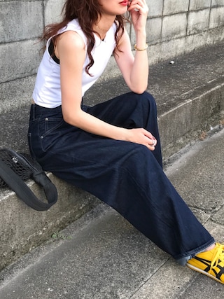 「Onitsuka Tiger（オニツカタイガー）のMEXICO 66 / メキシコ 66（スニーカー）」を使った、Kumika☆さん（レディース・158cm）の夏コーディネート