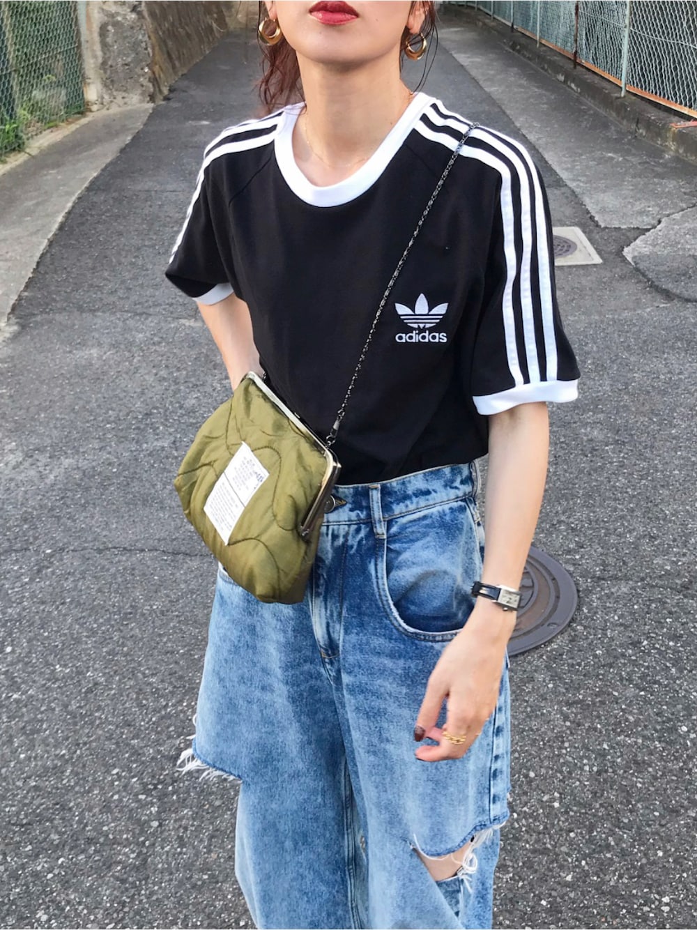 adidas ブラック Tシャツ ハーフスリーブ XO △-7（adidas