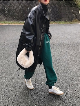 「ジャーマントレーナー」｜「アイテム（モッズコート）」を使った、Kumika☆さん（レディース・158cm）の秋コーディネート