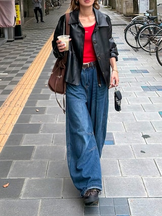 「beautiful people(ビューティフルピープル)のbrushed logo mini leisure bag(トートバッグ)」を使った、Kumika☆さん(レディース・158cm)の秋コーディネート