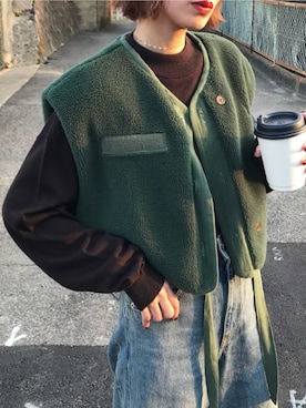 「アイテム（ベスト）」を使った、Kumika☆さん（レディース・158cm）の秋コーディネート