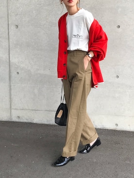 Kumika☆さんの「THE SHINZONE | HIGH WAIST CHINO PANTS WOMEN」を使ったコーディネート