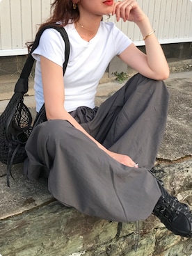 「アイテム（カーゴパンツ）」を使った、Kumika☆さん（レディース・158cm）の夏コーディネート