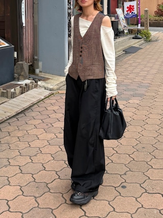 「TODAYFUL(トゥデイフル)のSoft Fraise Tops(Tシャツ/カットソー)」を使った、Kumika☆さん(レディース・158cm)の秋コーディネート