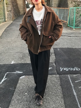 「アイテム（スウェット）」を使った、Kumika☆さん（レディース・158cm）の冬コーディネート