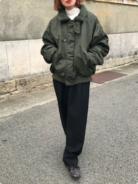 「アイテム（MA-1）」を使った、Kumika☆さん（レディース・158cm）の秋コーディネート