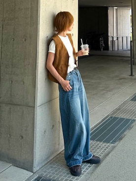 「kleeのアイテム（ベスト、ブラウン系）」を使った、Kumika☆さん（レディース・158cm）の夏コーディネート