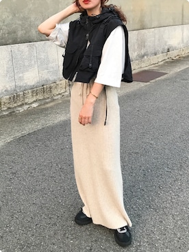 「THE SHINZONE（ザ　シンゾーン）のTHE SHINZONE/シンゾーン　ハーフスリーブスマートTEE　HALFSLEEVE SMART TEE　25SMSCU07（Tシャツ/カットソー）」を使った、Kumika☆さん（レディース・158cm）の夏コーディネート