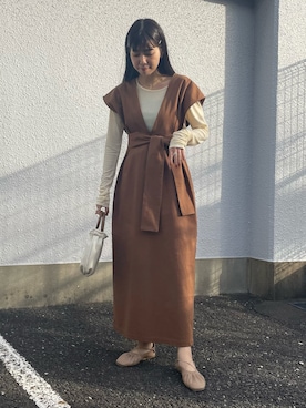 「ごきげんウィーク」｜「アイテム（ジャンパースカート）」を使った、Ayaさん（レディース・157cm）の春コーディネート