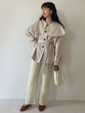 「シアーパンツ」｜「アイテム（その他アウター）」を使った、Ayaさん（レディース・157cm）の冬コーディネート