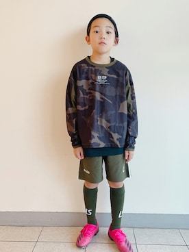 「こども ビームス（コドモビームス）のアイテム（帽子）」を使った、eightmaaanさん（キッズ・132cm）の秋コーディネート