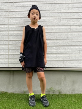 「アイテム（タンクトップ、ブラック系）」を使った、eightmaaanさん（キッズ・138cm）の夏コーディネート