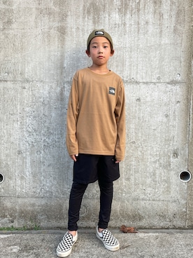 「VANS（バンズ）のVANS ヴァンズ CLASSIC SLIP-ON 98 DX クラシックスリッポン98DX VN0A3JEXPU1 (ANAHEIM)CHECK（スニーカー）」を使った、eightmaaanさん（キッズ・140cm）の秋コーディネート